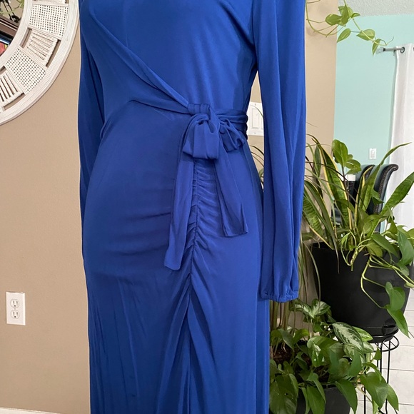 Diane Von Furstenberg 8? Akil Wrap Dress Royal Cobalt Long Sleeve V-Neck Viscose - Picture 4 of 16